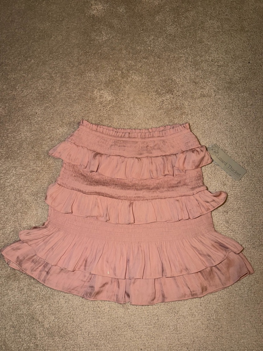 Lizard Thicket Dusty Pink Tiered Ruffle Mini Skirt